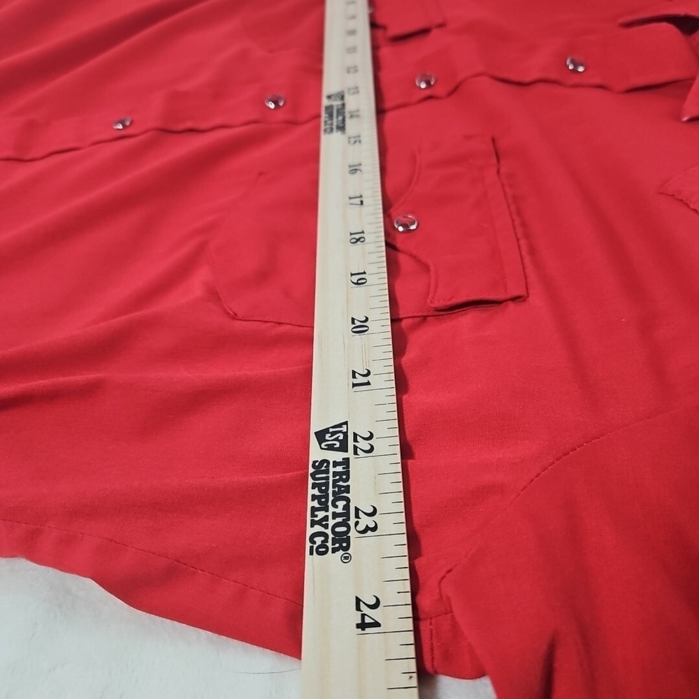 Vintage Karman Pearl Snap Shirt Men Medium Red Western Long Sleeve Cowboy 17X34 - Picture 8 of 10